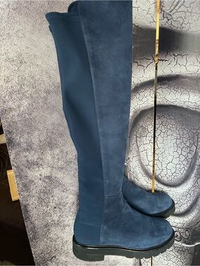 Stuart Weitzman Navy Blue Over-the-Knee Suede Boots